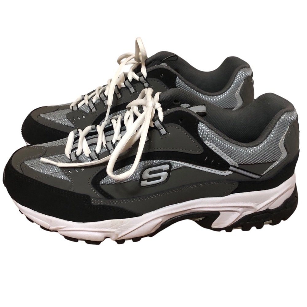 Skechers Stamina Cutback Men's Size 12W Shoes Charcoal Black Lace-up Sneakers